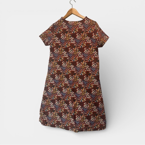 Vintage 60s Floral Dress with Zipper Ruffle Details Pockets Cottage Boho - Picture 6 of 7